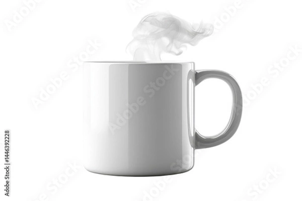 Fototapeta Warm steaming mug perfect for cozy mornings bright white ceramic clean simple design isolated on