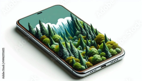 Obraz "Nature in Your Pocket: AI Art Blends Forest Magic with Modern Tech"