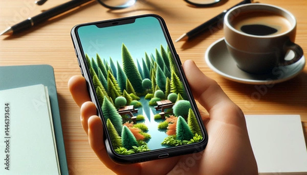 Obraz "Nature in Your Pocket: AI Art Blends Forest Magic with Modern Tech"