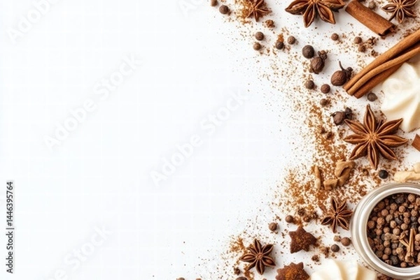 Obraz Aromatic Spices and Ingredients for Cozy Winter Baking and Cooking