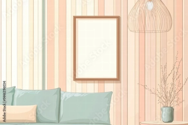 Obraz Cozy Living Room Design with Minimalist Aesthetic and Soft Colors
