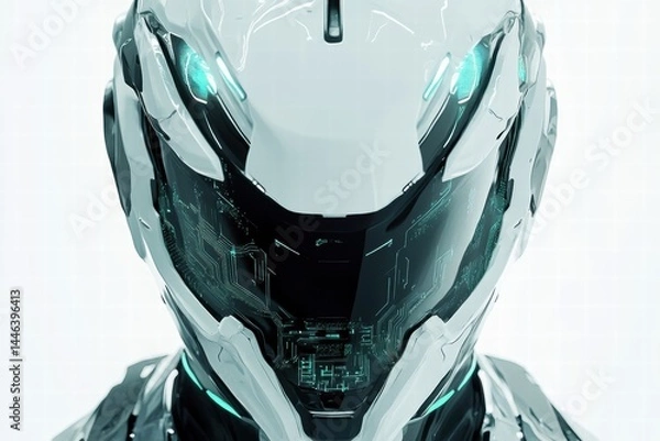Obraz Futuristic Robot Head with High-Tech Circuit Design