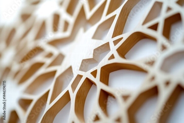 Obraz Intricate Wooden Decorative Panel with Geometric Patterns and Shapes