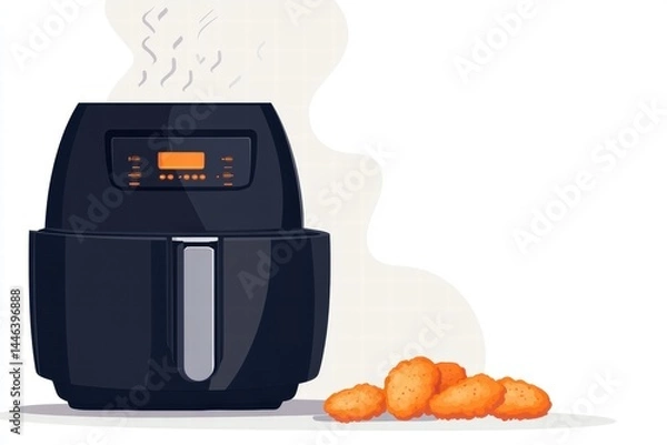Obraz Modern Air Fryer Cooking Healthy Crispy Food with Delicious Flavor