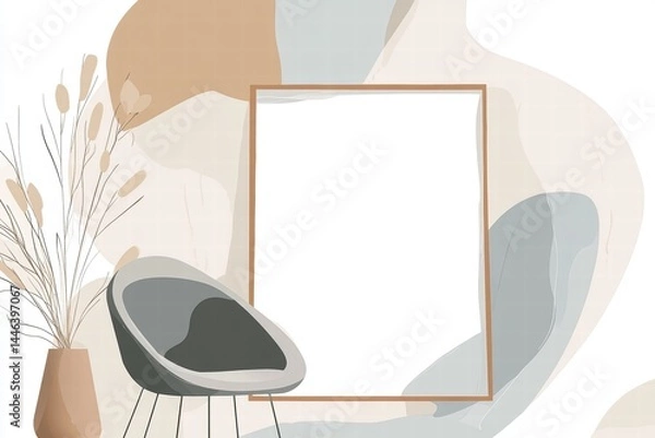Obraz Modern Minimalist Interior with Frame and Decorative Plant Design