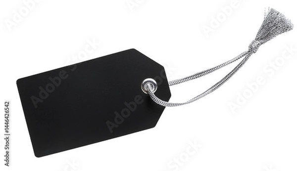 Fototapeta Black Blank Label with String