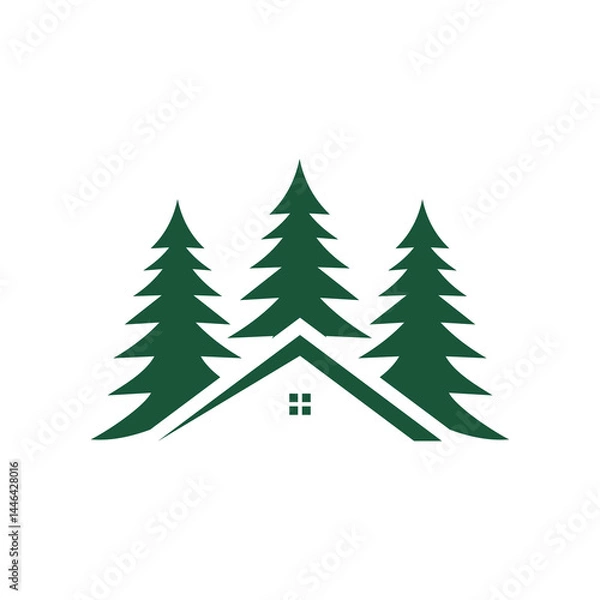 Obraz tree, illustration, nature, vector, design, symbol, forest, logotype, pine, wood, plant, pine tree, environment, abstract, christmas, logo, no people, sign, landscape, graphic, horizontal, label, silh