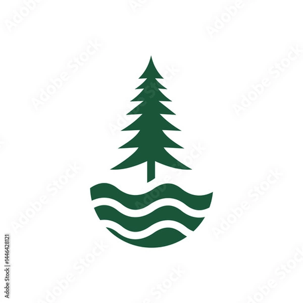 Obraz tree, illustration, nature, vector, design, symbol, forest, logotype, pine, wood, plant, pine tree, environment, abstract, christmas, logo, no people, sign, landscape, graphic, horizontal, label, silh