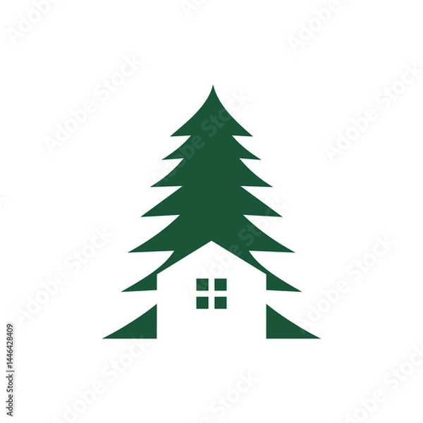 Obraz tree, illustration, nature, vector, design, symbol, forest, logotype, pine, wood, plant, pine tree, environment, abstract, christmas, logo, no people, sign, landscape, graphic, horizontal, label, silh