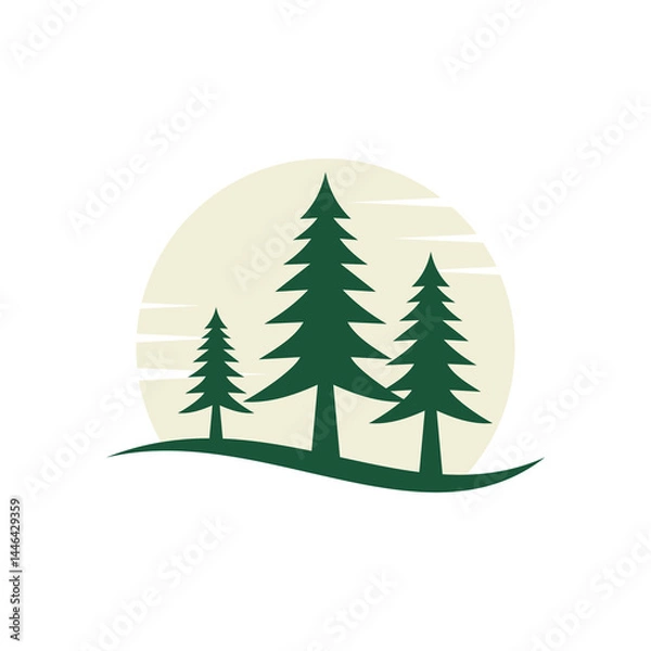 Obraz tree, illustration, nature, vector, design, symbol, forest, logotype, pine, wood, plant, pine tree, environment, abstract, christmas, logo, no people, sign, landscape, graphic, horizontal, label, silh