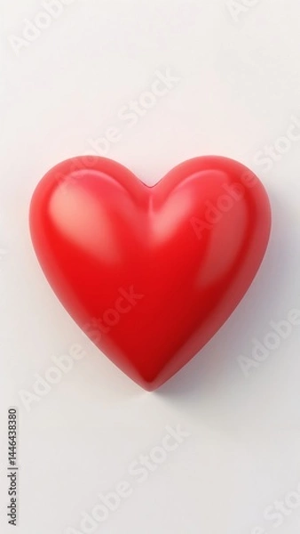 Fototapeta A red heart shaped object on a white surface.