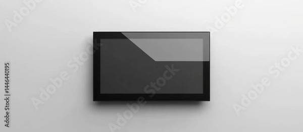Fototapeta Sleek black digital display panel mounted on a clean minimalist white backdrop