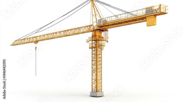 Fototapeta Tower Crane Isolated: A High-Resolution 3D Render for Construction Projects