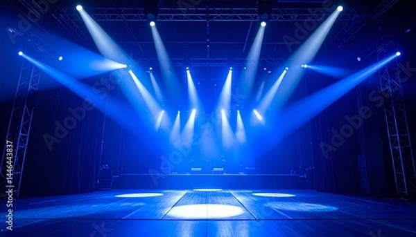 Obraz Free stage with lights, lighting devices. 