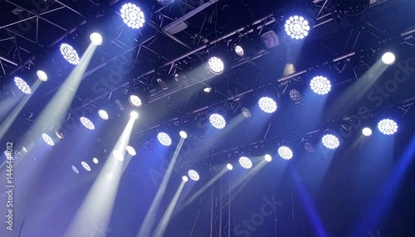 Obraz Free stage with lights, lighting devices. 