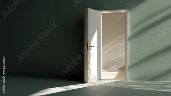 Fototapeta Open Door with Bright Light Symbolizing Hope and Recovery