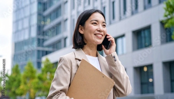 Fototapeta オフィス街で働く日本人女性のビジネスウーマン