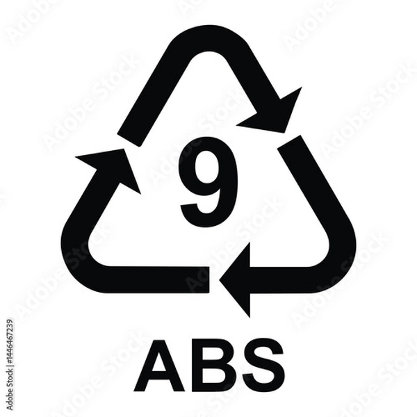 Fototapeta Plastic recycling symbol ABS 9 , Plastic recycling code ABS 9 , vector illustration