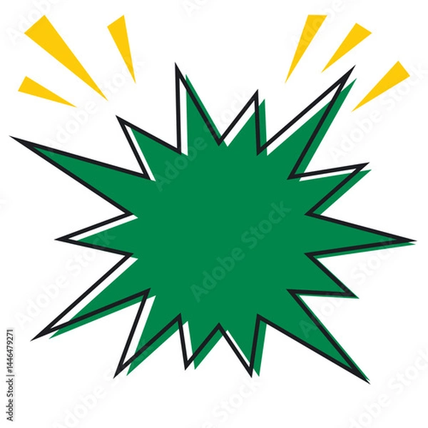 Fototapeta ギザギザ爆弾の丸い版ずれ吹き出しフレーム/緑