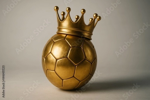 Obraz Golden soccer ball adorned with a majestic crown symbolizes achievement and triumph in football, representing ultimate recognition of skill and dedication