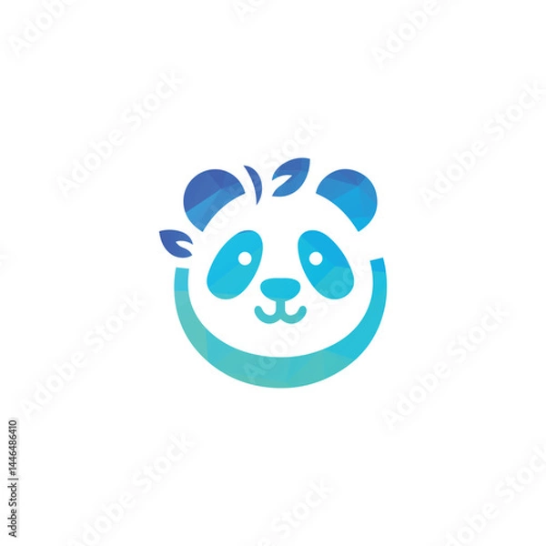 Fototapeta Stylized Gradient Panda Face Logo Design With Geometric Texture