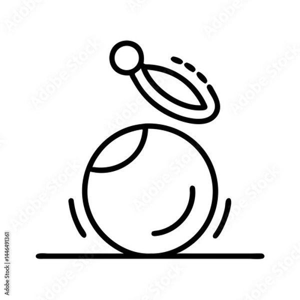 Fototapeta black outline icon of ball and ring toss game, minimal vector illustration symbolizing coordination, accuracy, playtime or outdoor fun for kids