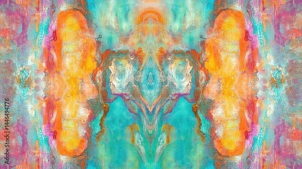 Fototapeta Abstract symmetrical pattern, vibrant colors