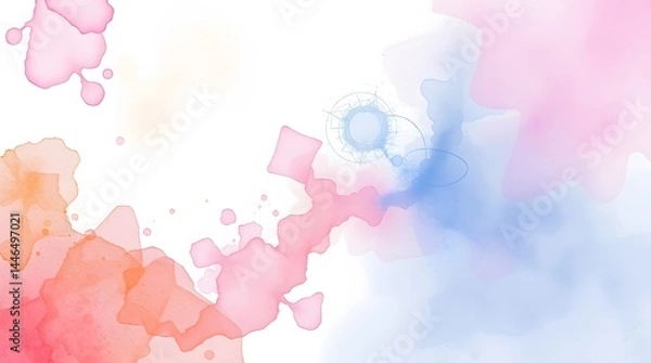 Obraz Abstract watercolor background with soft pink, orange, and blue hues. Dreamy, ethereal mood.