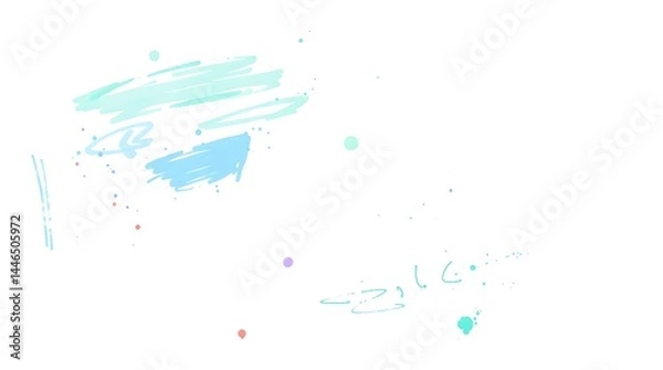 Obraz Abstract pastel watercolor background with light blue, mint green, and soft pink splashes and dots on white.