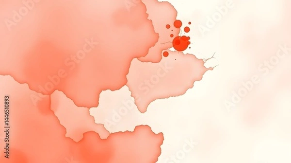 Obraz Abstract coral watercolor background. Soft orange hues blend seamlessly, creating a tranquil and elegant atmosphere. Perfect for design projects, branding, or web design.