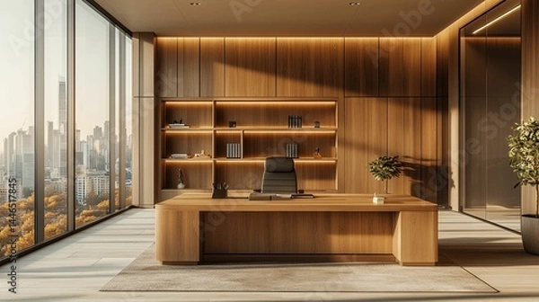Obraz Modern executive office interior design with city view.