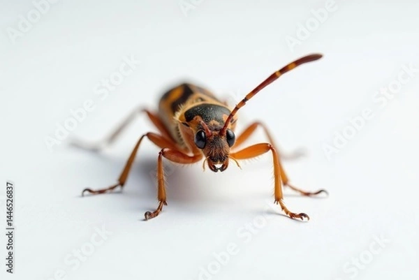 Fototapeta Close-up of a single insect on plain white background, small, white
