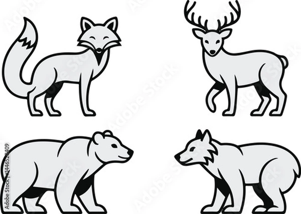 Obraz set of animals logo icon vector art illustration