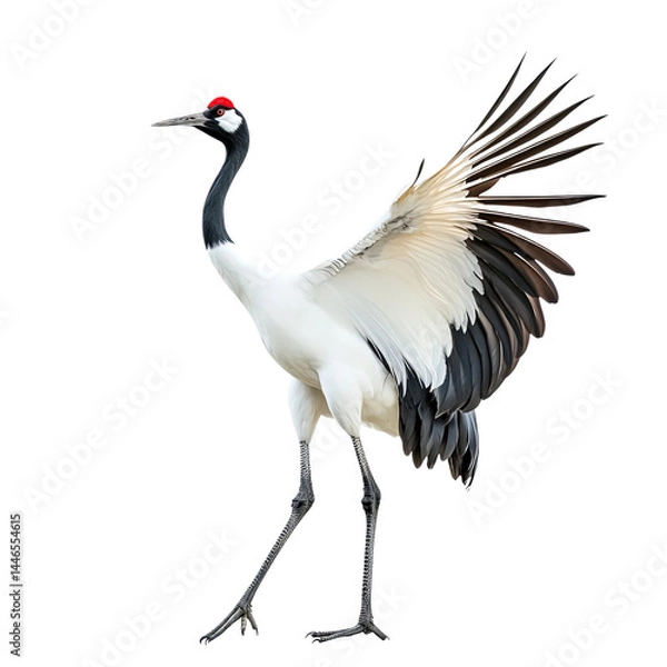 Fototapeta Majestic bird with striking black and white feathers, showcasing its elegant wings