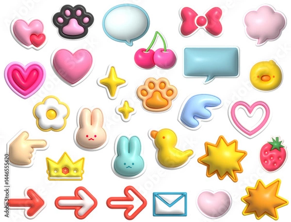 Obraz ぷにぷにのグミ文字風デコレーション素材セット