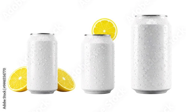Fototapeta Drink Can Mockup PNG set bundle– Isolated Beverage Can on Transparent Background