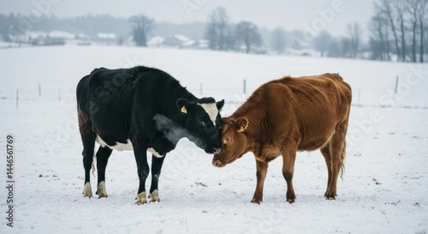 Obraz Cows in Winter Landscape - Photo