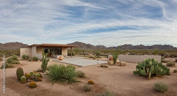 Obraz Desert home with cacti. Photo.