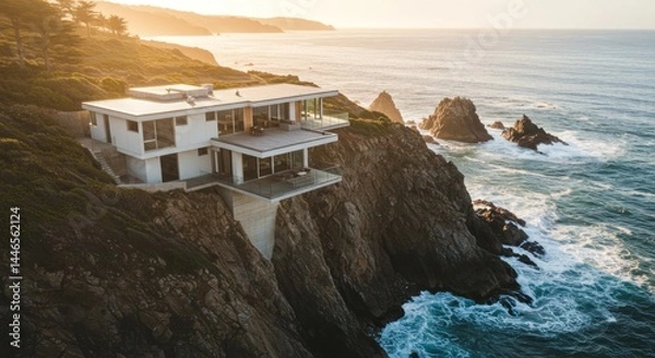 Obraz Modern House on Cliff Photos