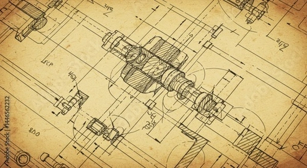 Obraz Engineering Blueprint Illustration