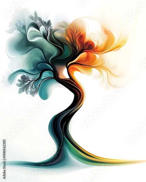 Fototapeta Highly detailed illustrations of various trees, leaves, grasses, and botanical elements, featuring realistic, minimalist, and abstract compositions on a white background.