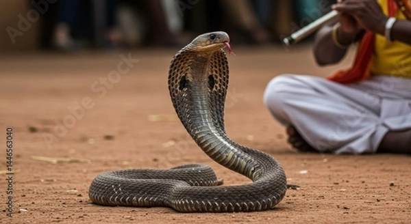 Obraz Cobra and snake charmer, photo