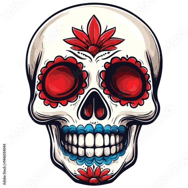 Fototapeta classic day of the dead skull, sugar skull