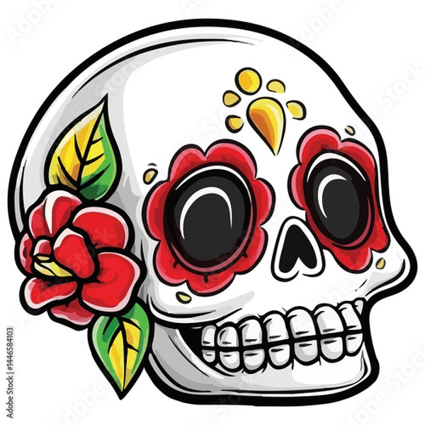 Fototapeta classic day of the dead skull, sugar skull