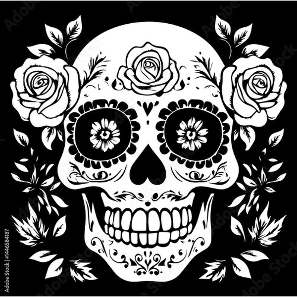Fototapeta classic day of the dead skull, sugar skull