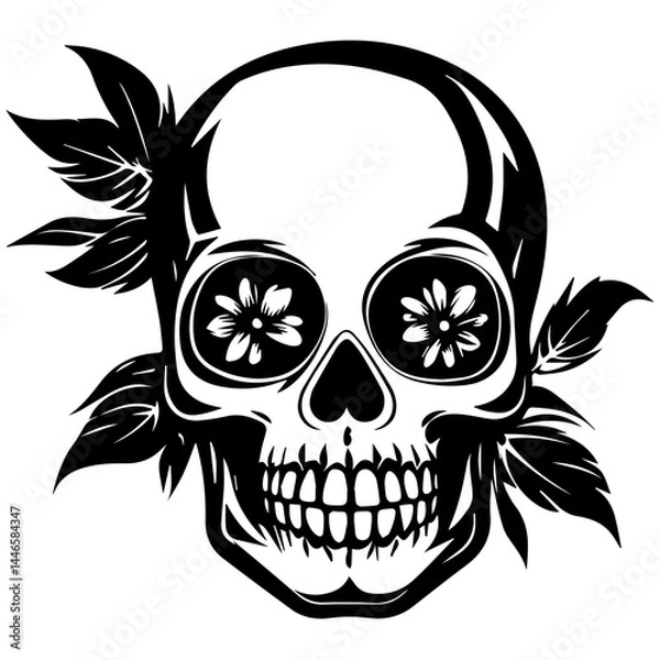 Fototapeta classic day of the dead skull, sugar skull