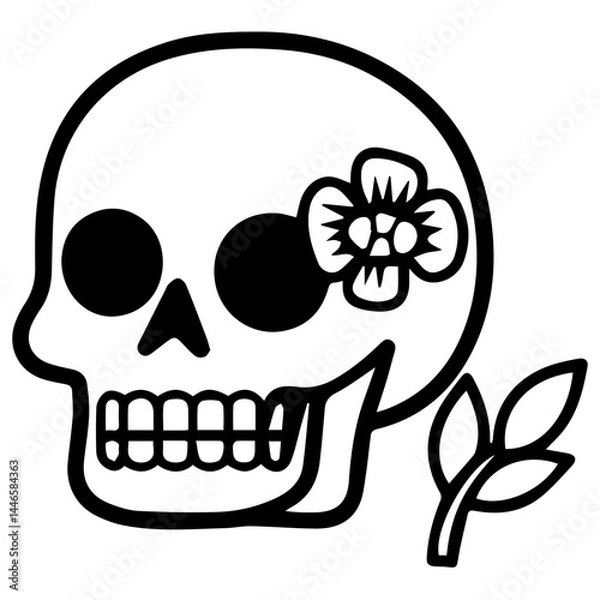 Fototapeta classic day of the dead skull, sugar skull