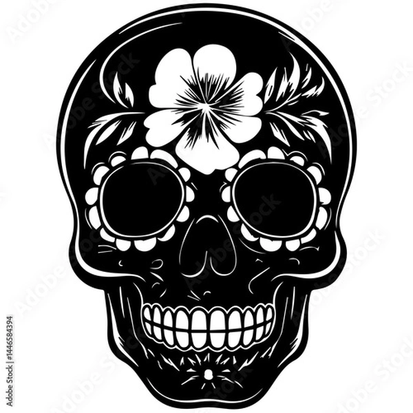 Fototapeta classic day of the dead skull, sugar skull