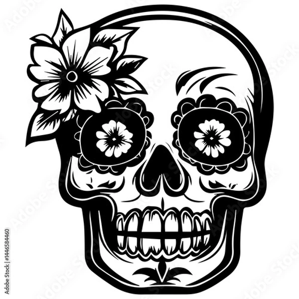 Fototapeta classic day of the dead skull, sugar skull