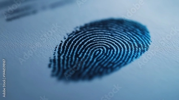 Obraz Detailed fingerprint impression on a pale blue surface for security concepts